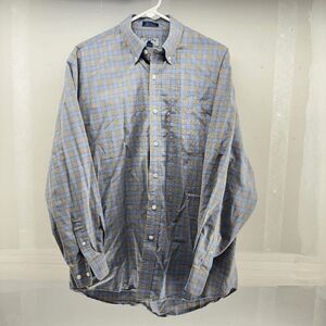 Cutter & Buck Button Up Shirt Mens Large Red/Green/Blue Plaid Long Sleeve Cotton